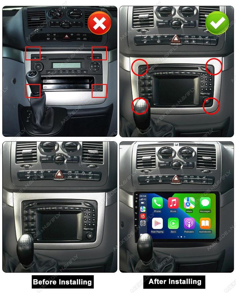 Mercedes-Benz Vito 2010-2015 ile uyumlu: Android Araç GPS Navigasyon MP5 Bluetooth Oynatıcı Carplay ile.