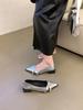 Fashion Pointed Toe Women Loafers Black Silver Brown Mid Heeled Belt Buckle 2024 New Arrivals Fashion Dress Shoes Woman Size 35-39 Pumps
