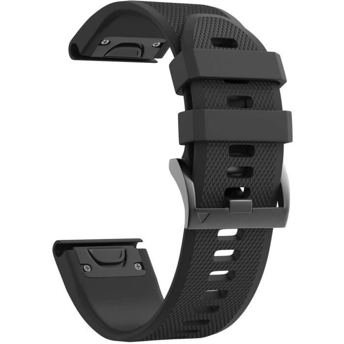 Bracelet for Garmin Fenix 7S - Garmin Fenix 7S Solar - Garmin Fenix 7S Sapphire Solar - Black Silicone 20mm QuickFit Phonillico®