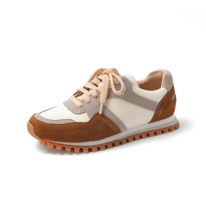 

2025 new leather Forrest Gump shoes women s autumn new platform dad shoes soft sole sports casual small waist women s shoes 40 коричневый