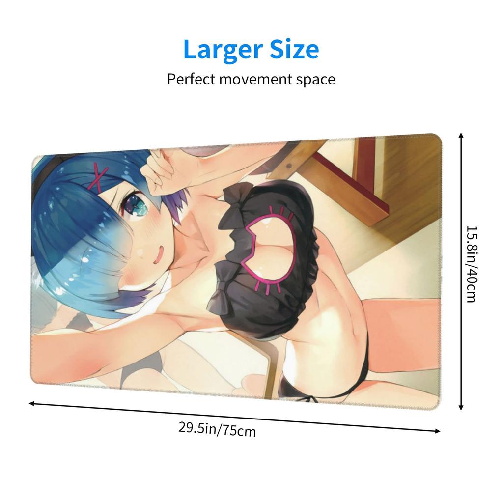 Keviners Mouse Pad Rem Ram Mouse Pad Gaming Anime Waterproof 40 X 75 X Starting Life In Another World & Anti-Slip Size 0.3cm (ReZero - 2)