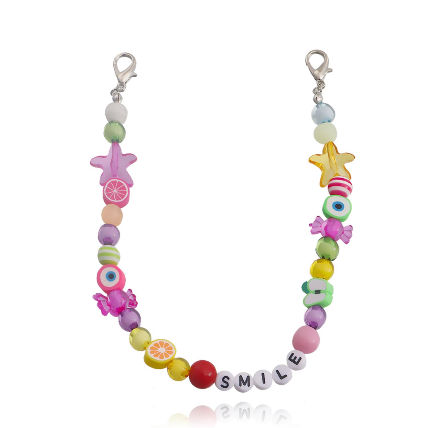 

Hot-selling simple woven letters, ethnic style soft pottery fruit foot decoration, European and American creative contrasting color multi-element
