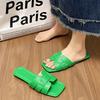 Foreign Trade Large Size 2025 Summer New Slippers Women's Solid Color Simple Daily Beach Slippers New Woven Belt