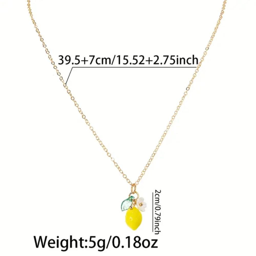 Collana con Ciondolo Fiore di Limone e Frutta Carino alla Moda per Donne Leggera Minimalista Collana Gioielli Regali per Vacanze Estive