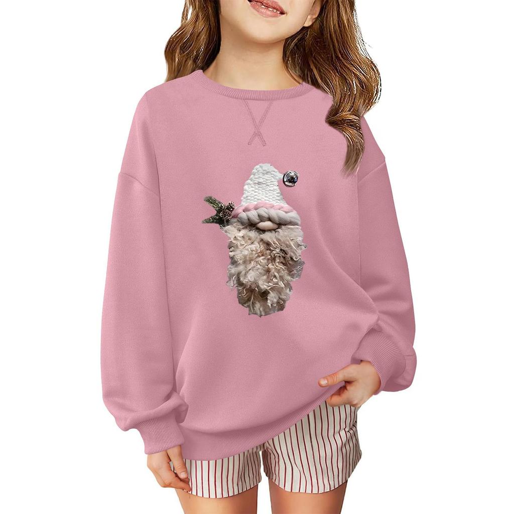 Children's Fashionable Casual Long-sleeved Loose Christmas Print Pullover Sweatshirt