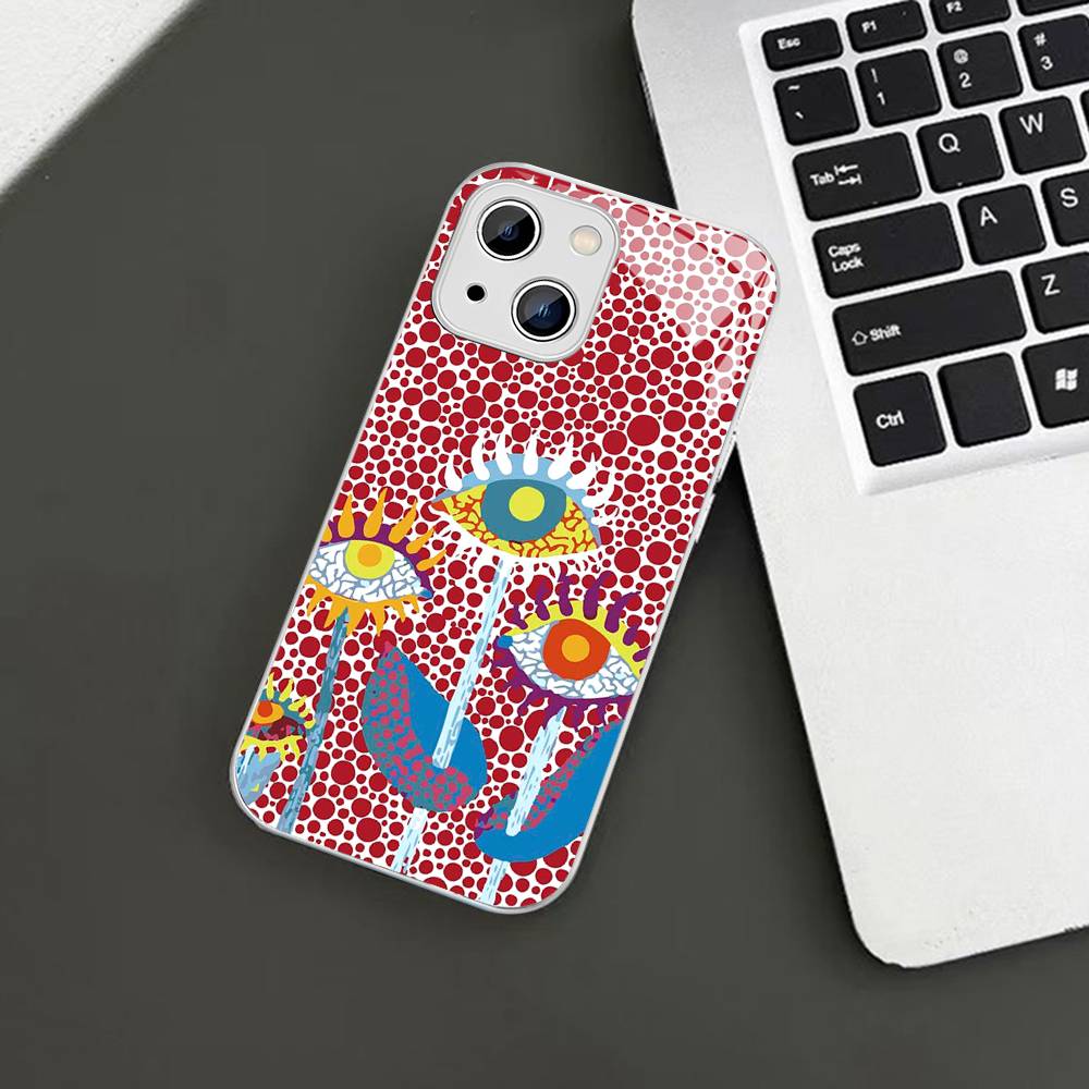 Art Y-Yayoi KusamaS Tempered Glass For Iphone 14 13 12 11 Pro Mini XS MAX 14Plus X XS XR Cover