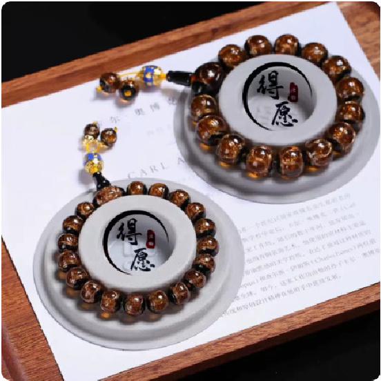 Ash-glazed Glass Bracelet, Same Style As On Xiaohongshu, Gold-leaf Multi-treasure Gold-swallowing Beast Bracelet, Perfect with Gold-leaf