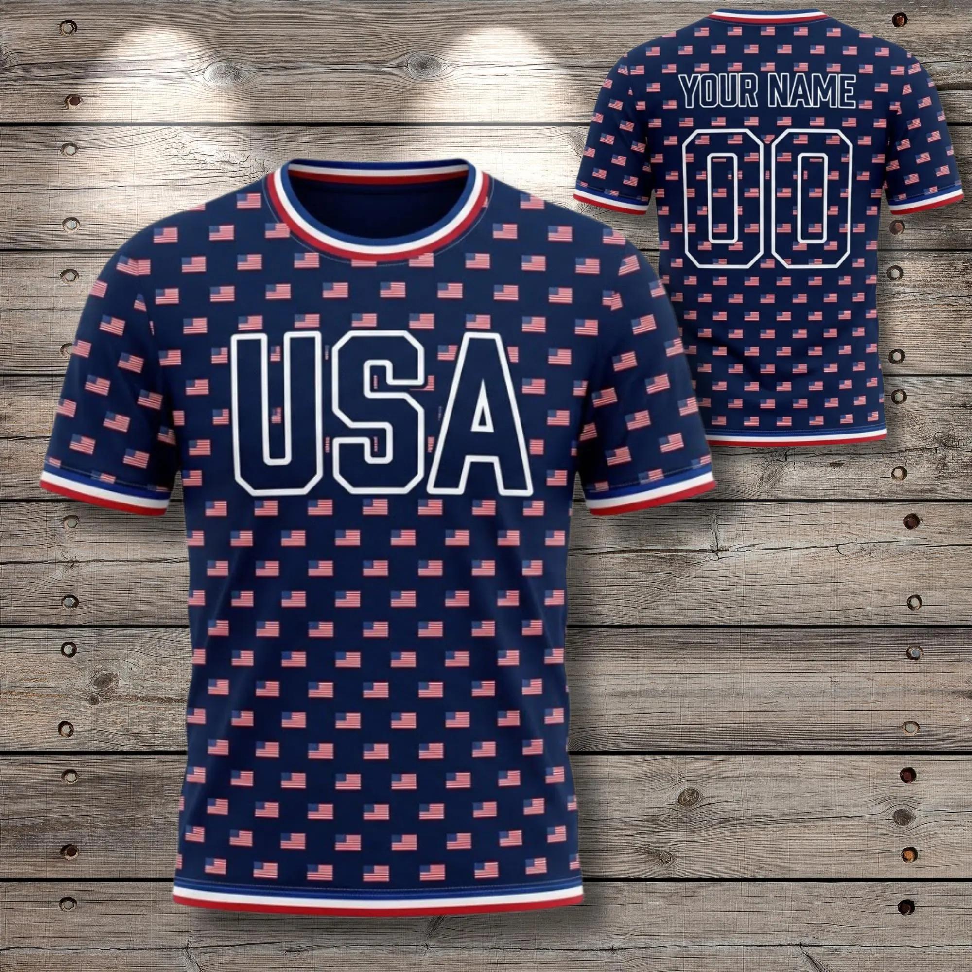 Usa Flag 3d Printed Soccer Jersey Men Women Football Shirt Patriotic O-neck Short Sleeve Summer Usa Team Fan Top S