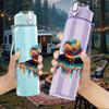 1PC Volleyball Fire Explosion Art Print 750ml Color Plastic Sports Water Bottle Leakproof Flip Straw Lid Suitable for Sports Office Home Use