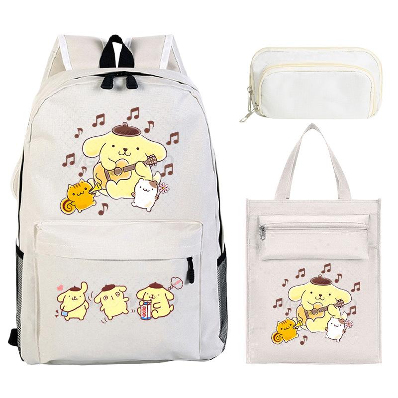 Pudding Dog Cartoon Children'S Schoolbag Three-Piece Set For Primary And Secondary School Students Versatile Backpack Tutoring Bag Pencil Case