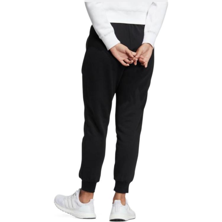 Adidas Logo Print Elastic Waist Windproof Fleece Warm Casual Sport Pants Women Bottoms Black HM7058