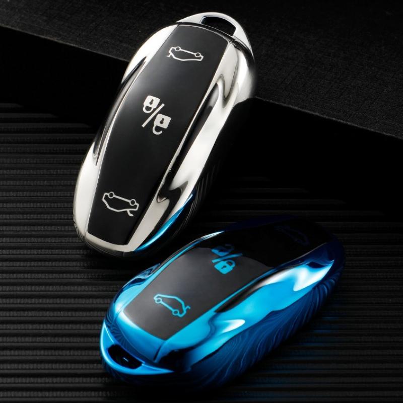 TPU Smart Car Key Cover Fodral Fob för Tesla Model S Model 3 Model Y Key Shell Väska Hållare Tillbehör Skydd