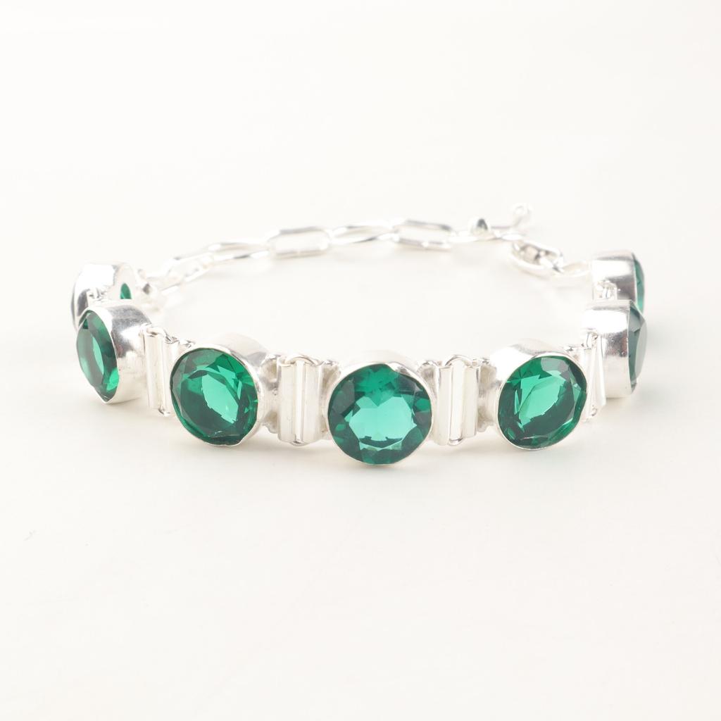 Chrome Diopside Gemstone 925 Sterling Silver Jewelry Handcrafted Bracelet 9" RB-7-1