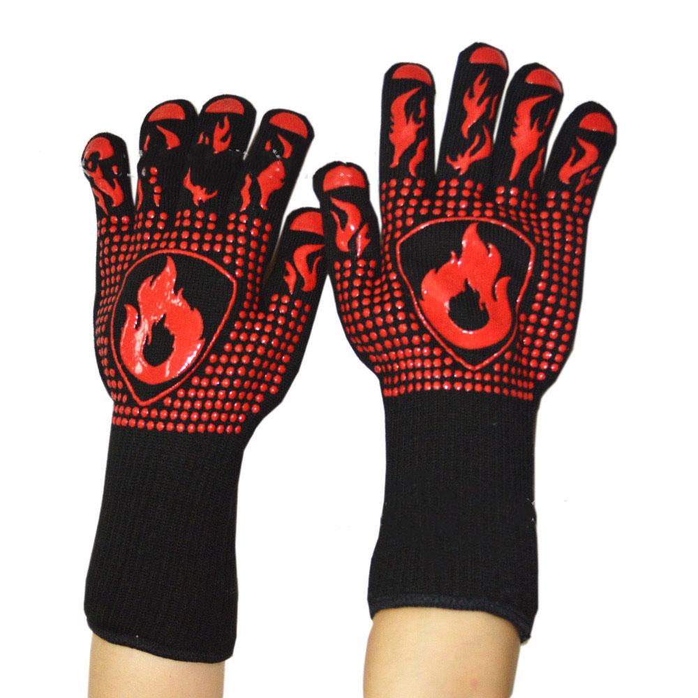 500-800 Centigrade BBQ Fire Gloves Flame Retardant Non-slip Fireproof Extreme Heat Resistant Microwave Oven Gloves Oven Mit