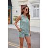 Ladies Spring and Summer New Solid Colour Lapel Vest Pocket Shorts Casual Suit