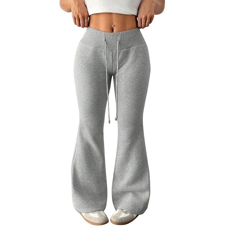 Dámské ležérní tepláky s vysokým pasem a fleecovou podšívkou v jednobarevném provedení