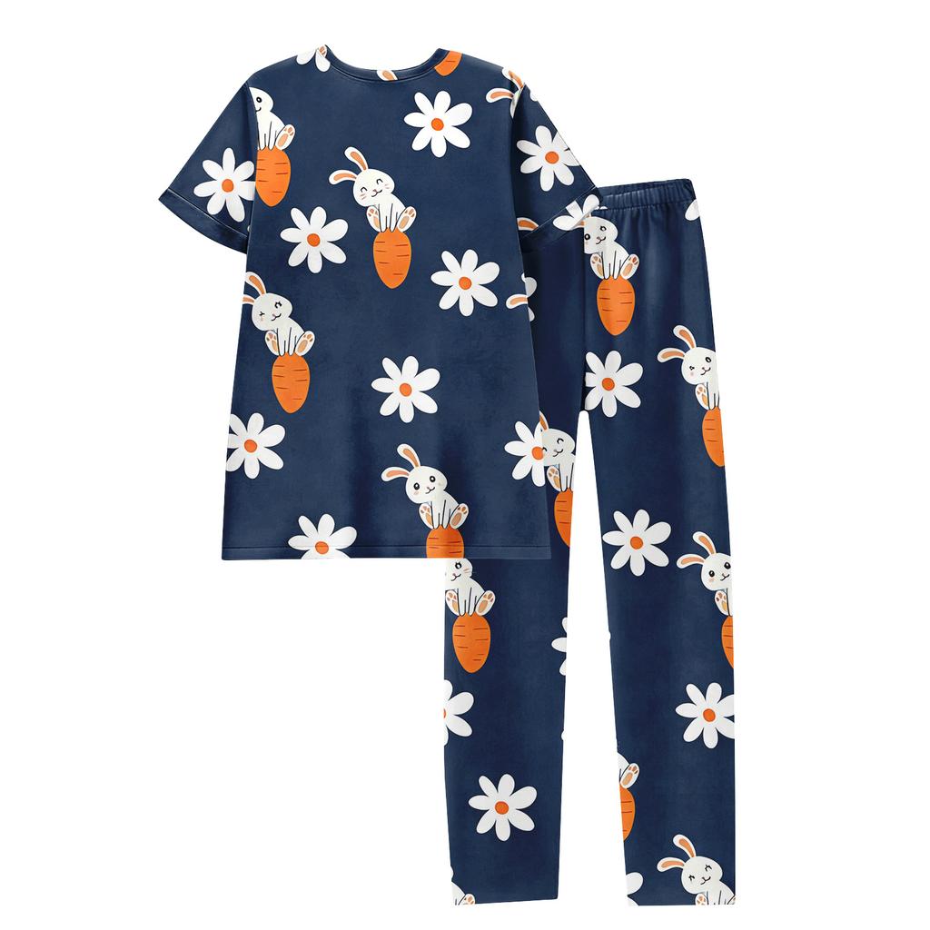 Women's Easter Bunny Print Short Sleeve Pajama Set