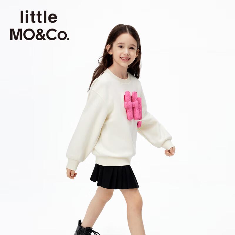 little MO&Co. Kids Fleece-Lined Letter Graphic Long-Sleeve Sweatshirt