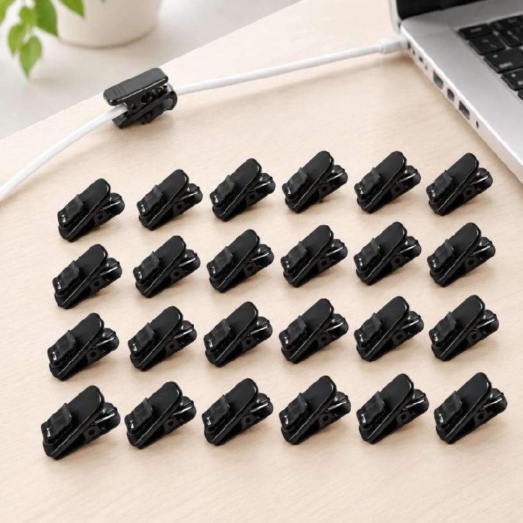 Spring Grip Thin Cord Fasteners with Separate Routing Guides for Earphone Cable Management Across Several Locations