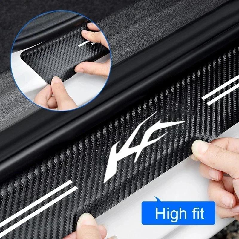 New Carbon Fiber Car Door Sill Sticker Threshold Side Anti Scratch Sticker For Ford KA Logo Waterproof Decal Car Accessories