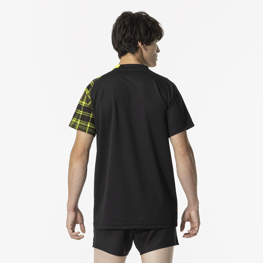 Volleyball Game Short Graphic Size V2MAB111 Shirt, Sleeve, Print, Unisex, Adult, Black/Safety Yellow, XS,