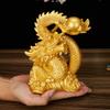 Harz Glücksdrachen Skulptur Statue Chinesisches Maskottchen Tamron Ornamente Heimdekorationszubehör Goldfarbe und antikes Kupfer