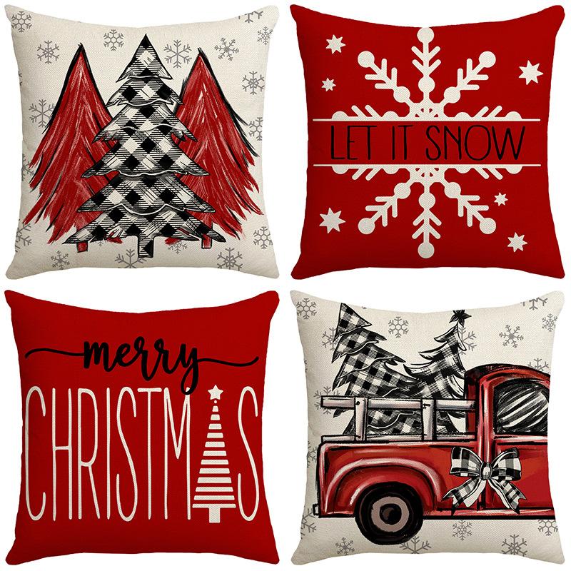 Weihnachtsmann Element Neu Nordisch Cartoon Weihnachten Umarmung Roter Quadratischer Kissenbezug