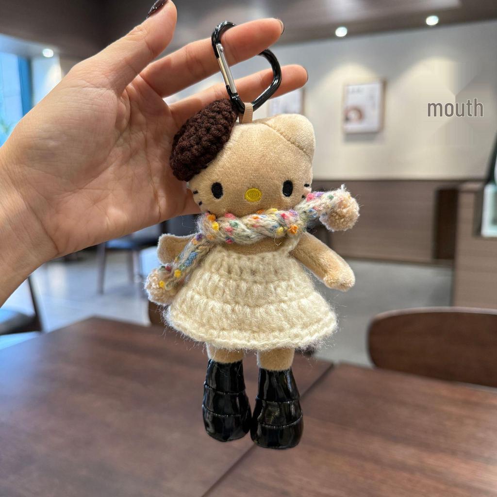 Cute Long-Legged Kitty Plush Pendant with Changeable Skirt - Ins Style Doll Keychain for Backpacks