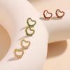 European and American Light Luxury Titanium Steel Heart-Shaped Zircon Stud Earrings