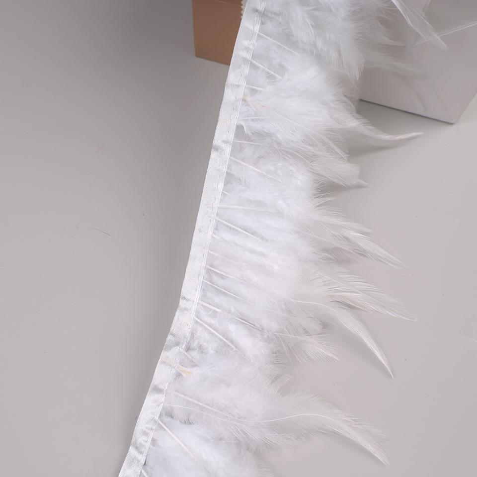 10Meters Hackle Feather Trim Rooster Neck Feather Ribbon Pheasant Feathers Fringe for Crafts Accessories Sewing Decoration