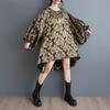 Long Sleeve Plus Size Jacquard Vintage Floral New In Dresses for Women Casual Loose Midi Spring Autumn Dress