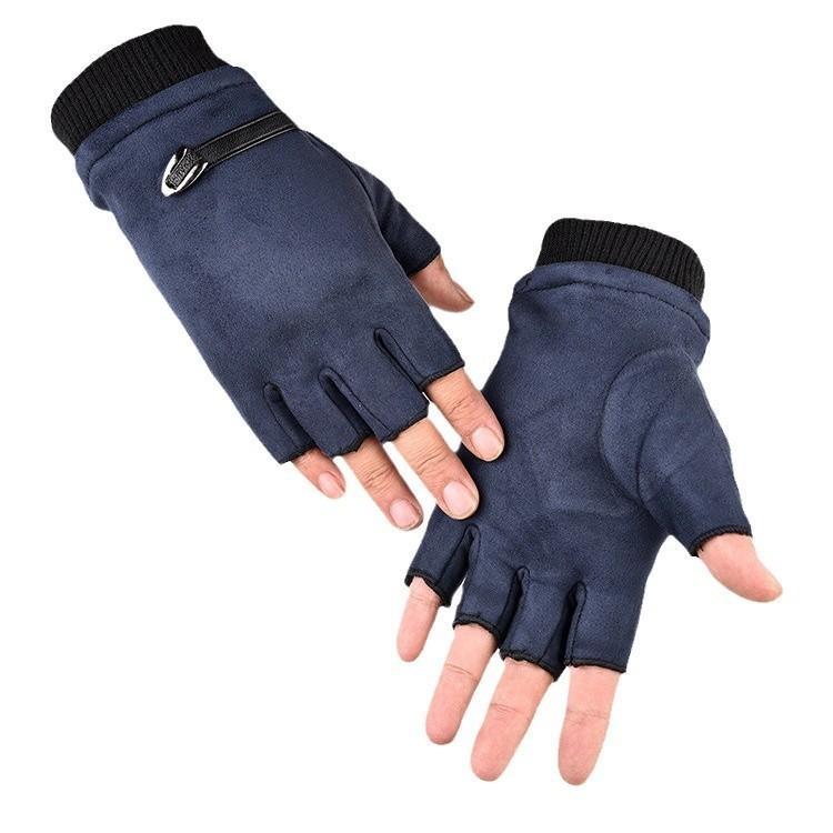 Mens Fleece Half Finger Gloves With Touch Screen For Commute And Active Outdoor Use