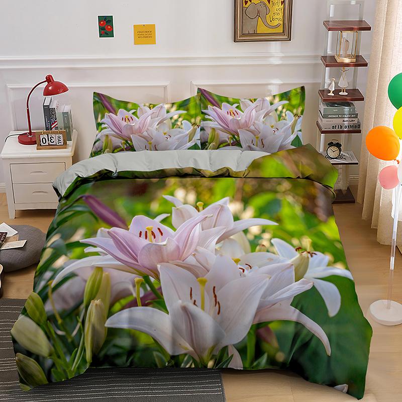 3D Flowers Bedding Set Twin Full King Queen Size Comforter Set for Kids Girl Bedroom Decoration Polyester Duvet Cover Set King
