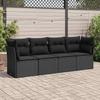 Vidaxl 4-Cz. Garden Lounge Set, Cushions, Black PE Rattan