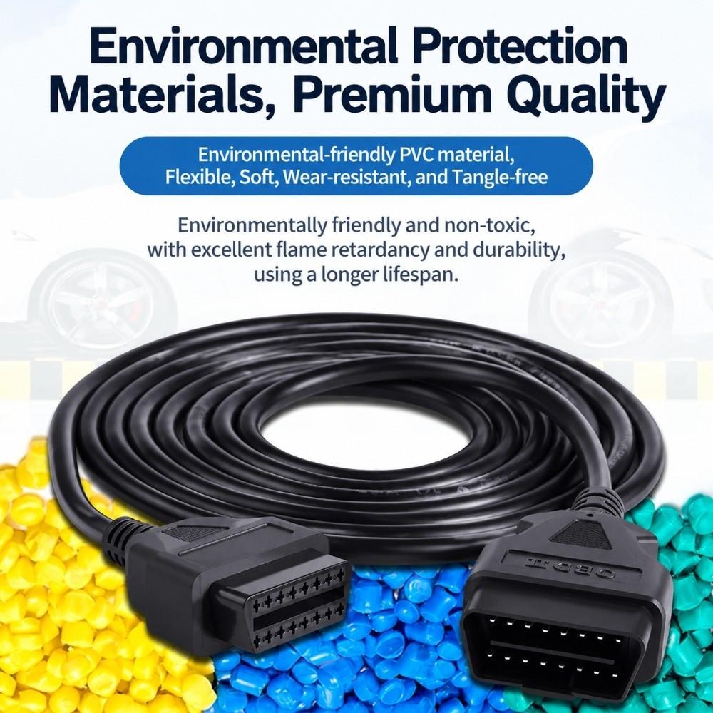 Male To Female OBD2 Extension Cable OBD2 Diagnostic Connector  for ELM327 Scanner