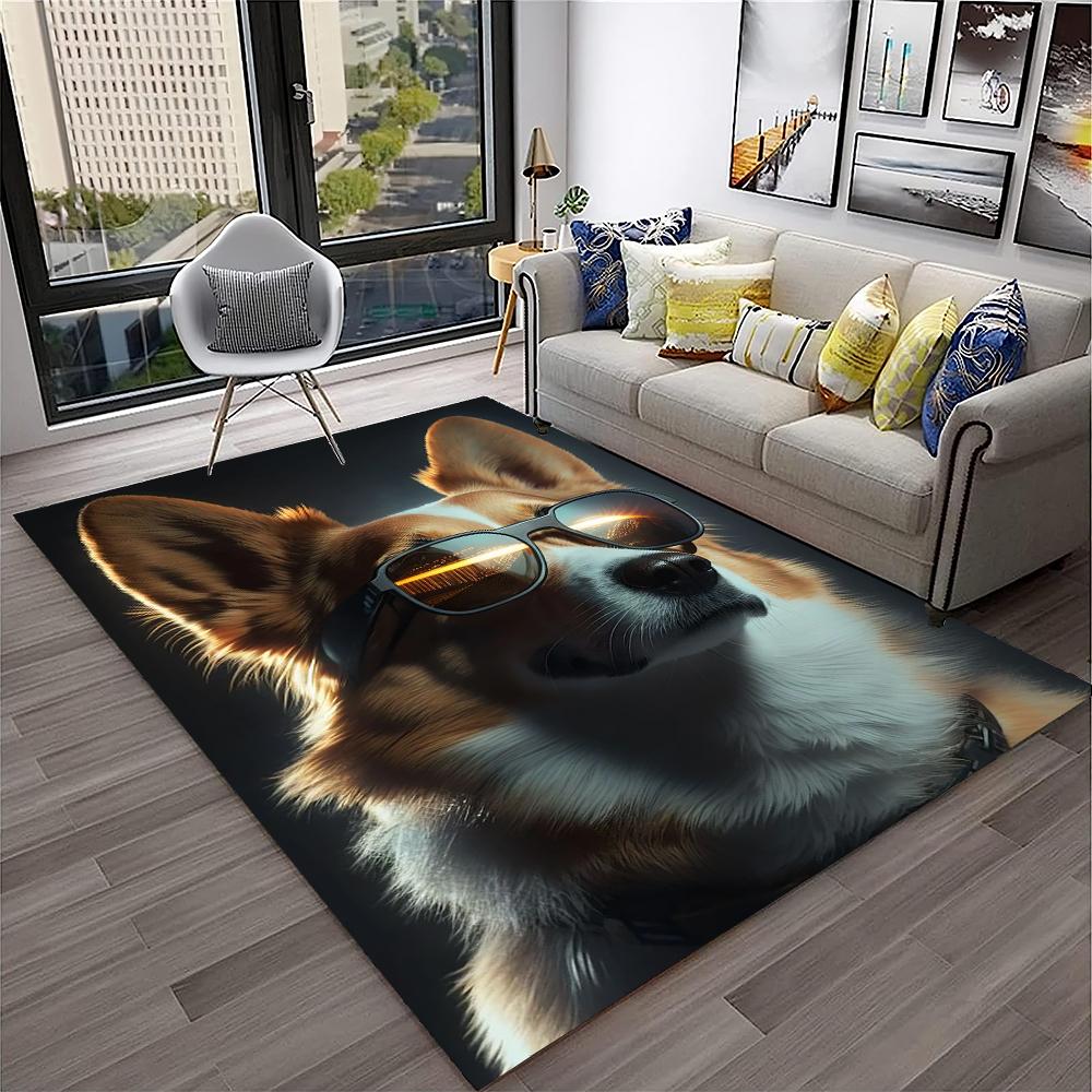 Süßer Hund Samojede, Chihuahua, Zwergspitz, Husky Cartoon Teppich für Zuhause Wohnzimmer Schlafzimmer Sofa Fußmatte Dekoration, Kinder Rutschfest