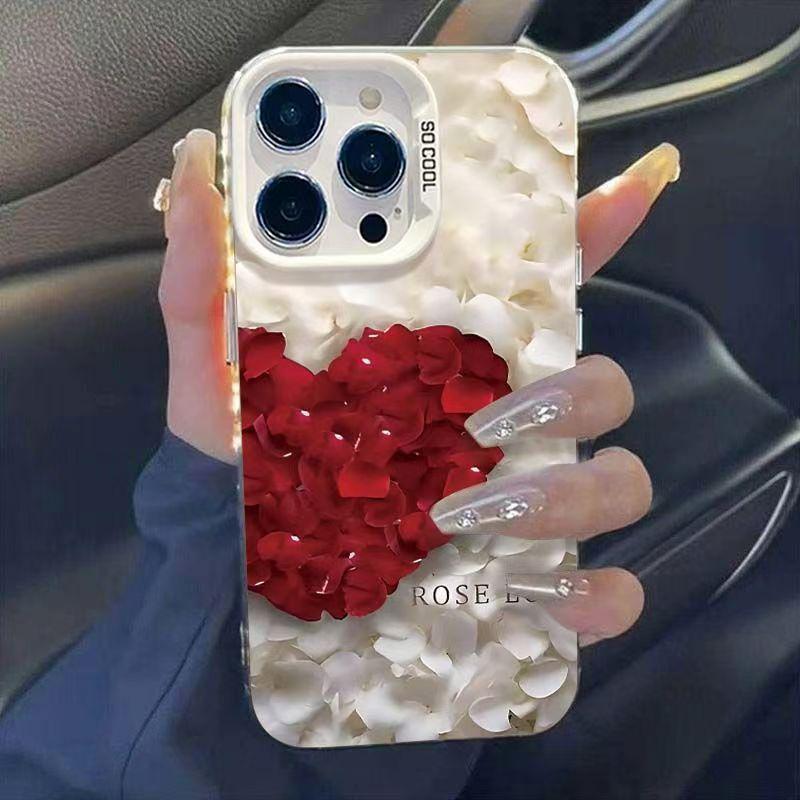 

Heart Rose Silver Shell Phone Case for Apple 16/15/14 Pro Max/Pro/13/12/11/X 16