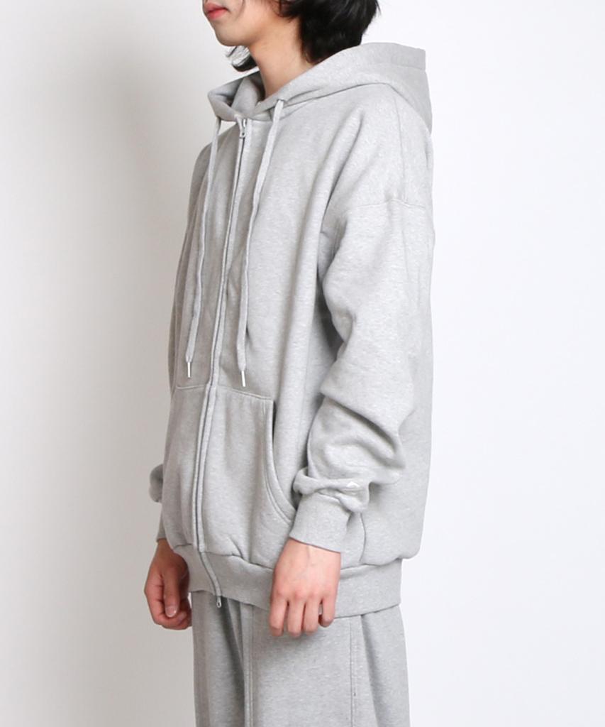 Zblack Plain Fleece-Lined Short Zip-Up Hoodie (Melange Grey)