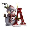 Personalized Snowman Letter Ornaments 2D Christmas Ornaments, for Tree, Customized Party Favors Kids Initial Ornament, Ornament DIY Hanging Xmas Decor