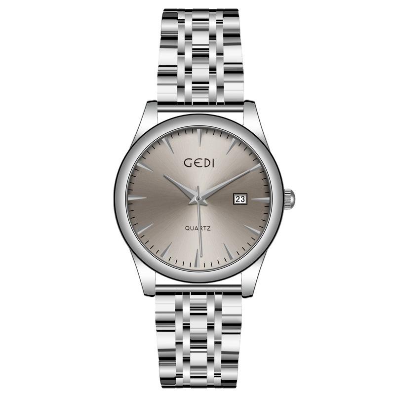Couple Classic Steel Belt Watch Simple High-End Calendar Waterproof Quartz Watch High-Value Watch