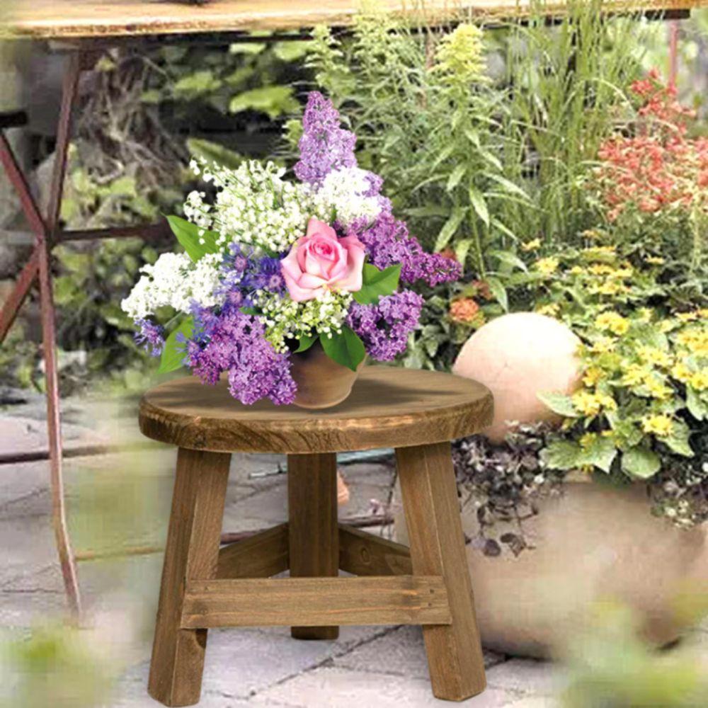 Mini-Größe Mini-Holzhocker Runder Blumenständer Dekoratives Bonsai-Regal Wohnzimmer