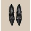 Versatile and not tired, small size high heels, black fashion 2025 foot year, new metal women's high heels temperament
