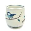 Waza No Kura Kutani Ware Teacup with a Mountain Sparrow Design. Stylish Ceramic Teacup and Bowl. Made In Japan.
