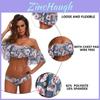 Sexy schulterfreier Bikini mit Rüschenkanten und floralen Akzenten Hochwertiges Polyester-Material