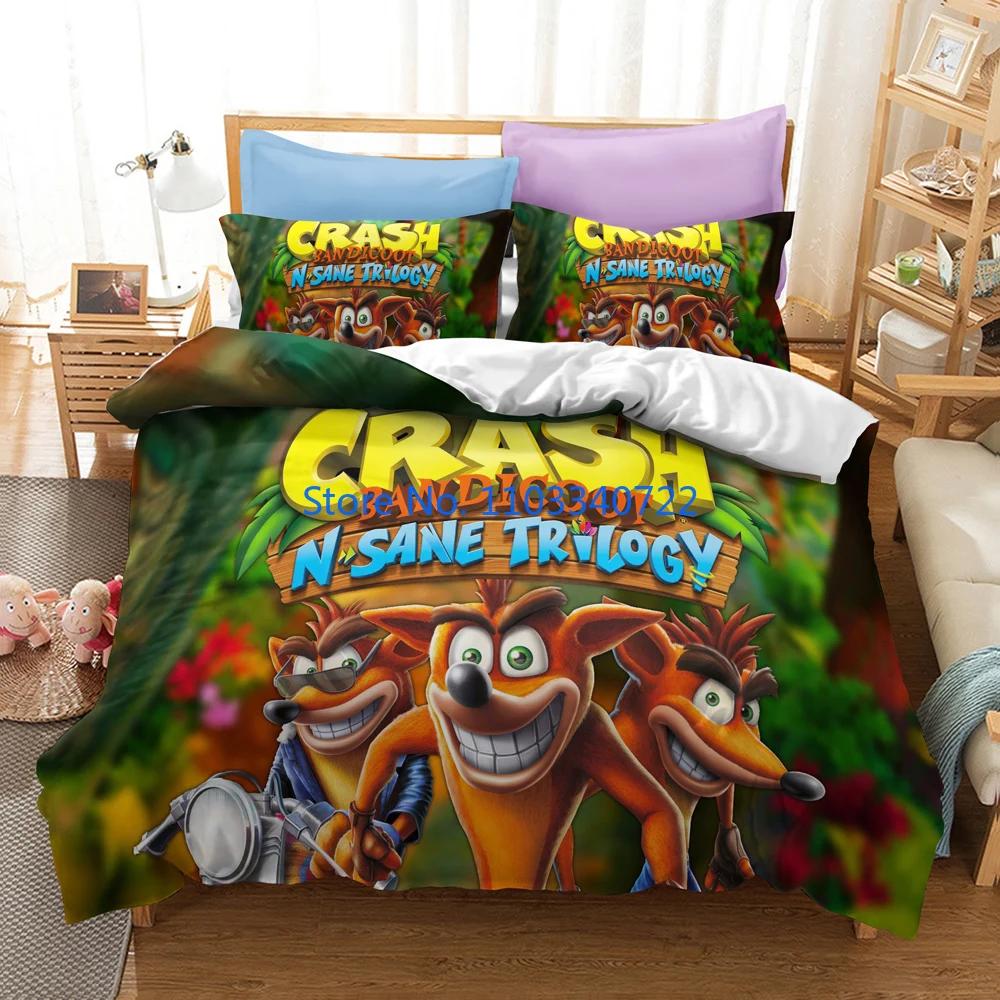 Classic Game Crash Bandicoot Cartoon Duvet Cover Set 3D Print Comforter Cover Bedclothes for Boy Girl Bedding Sets Bedroom Decor