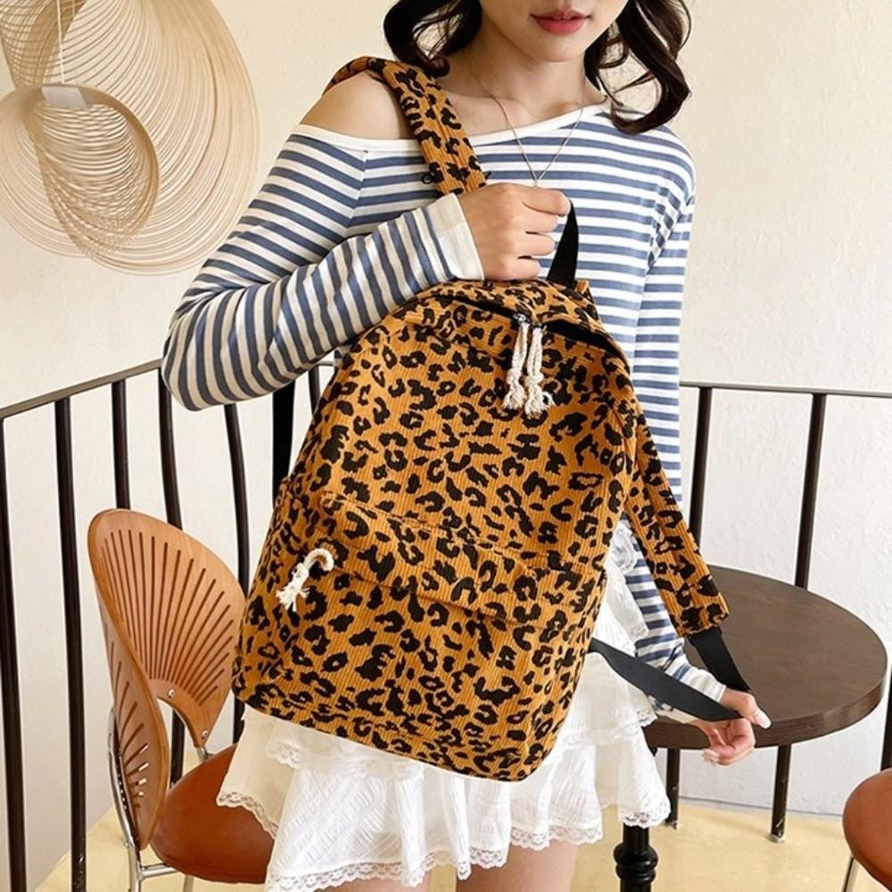 Leichte Schultasche für Schüler Harajuku Tagesrucksack für Schüler Aufbewahrungstasche Rucksack mit Leopardenmuster Herren