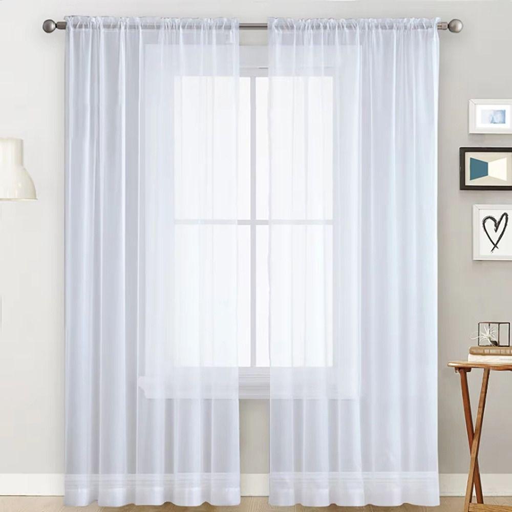 1/2Pcs Rod Pocket Voile Sheer Curtain Door Drape Shades Living Room Bedroom Kitchen Decoration