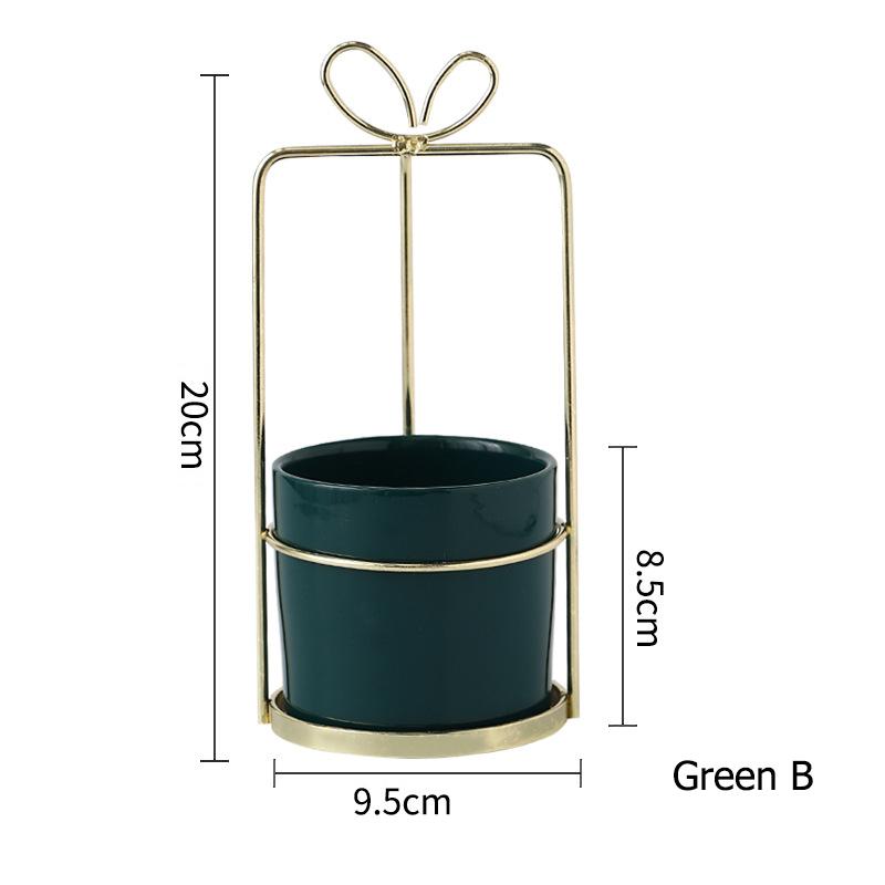 

1 шт. Современный керамический горшок с полкой из железа и золота, белый фарфоровый цветочный горшок, домашний декор, ваза для посадки растений без отверстия