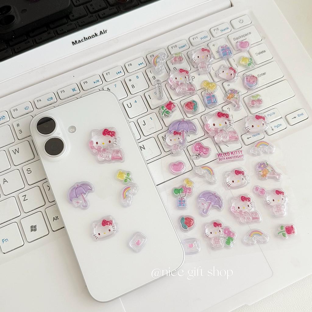 3D Cartoon Hellokitty Relief Stickers Cute Glitter Stickers Phone Case Decoration Stickers DIY Handmade Notebook Album Decoratio