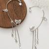 1pc Elegant Diamond Star & Leaf Tassel Ear Cuff Earring, Versatile Jewelry Gift For Women, Daily Wear